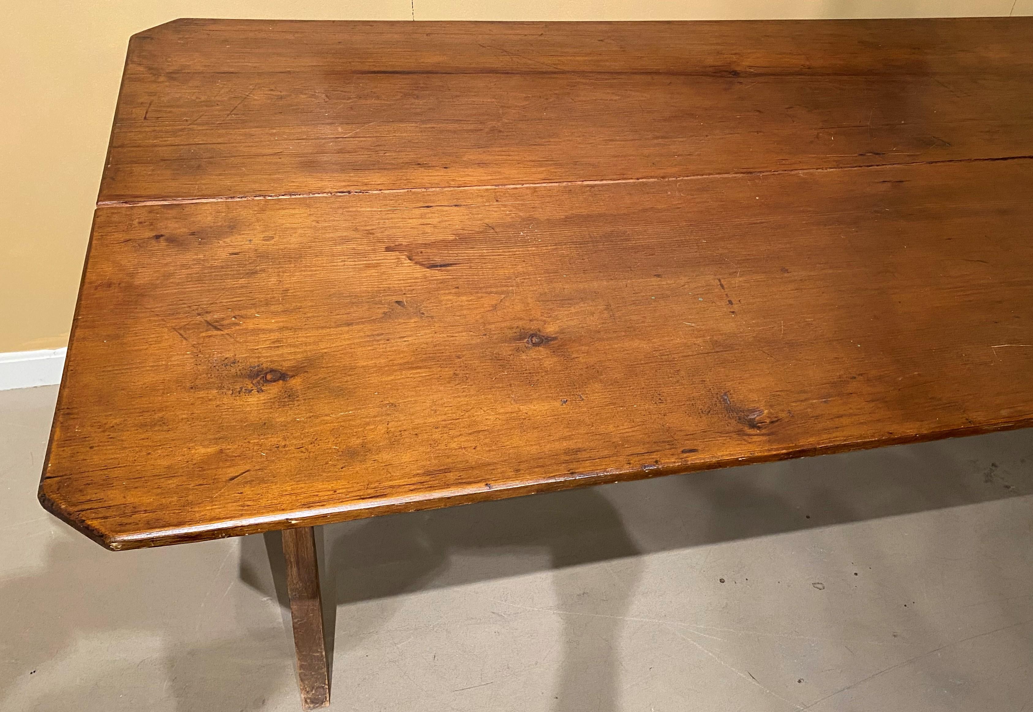Rustic 19th Century American Sawbuck Trestle Dining Table with Two Board Top