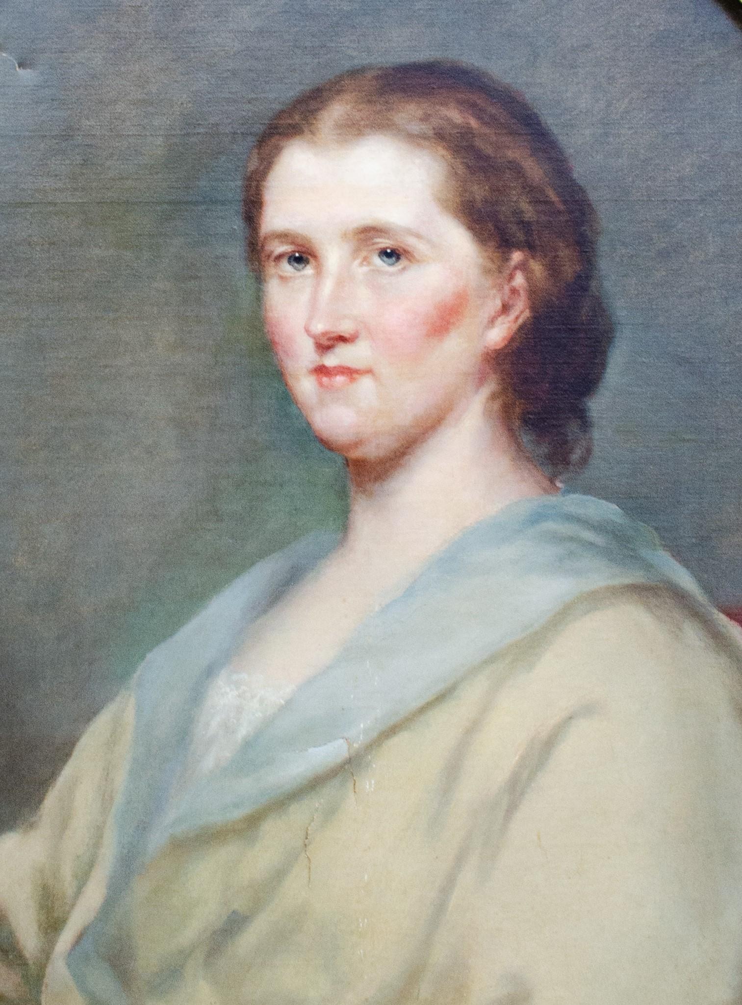 Portrait d'une femme de l'école américaine - Painting de 19th Century American School