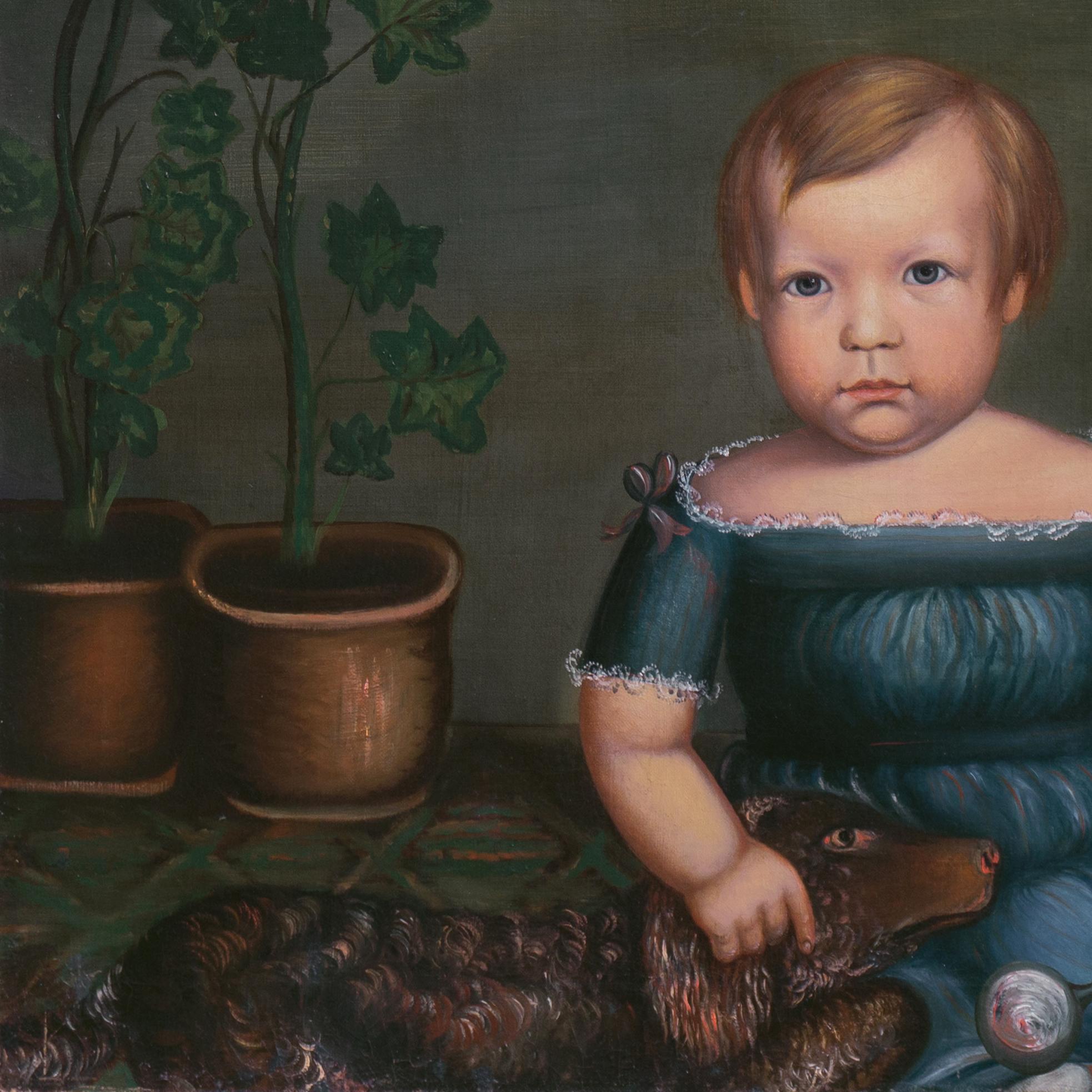 Ragazzo con spaniel, Cane d'acqua, Americana, Folk Art, Tonalista, Vittoriana in vendita 2