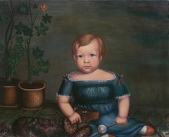 Ragazzo con spaniel, Cane d'acqua, Americana, Folk Art, Tonalista, Vittoriana
