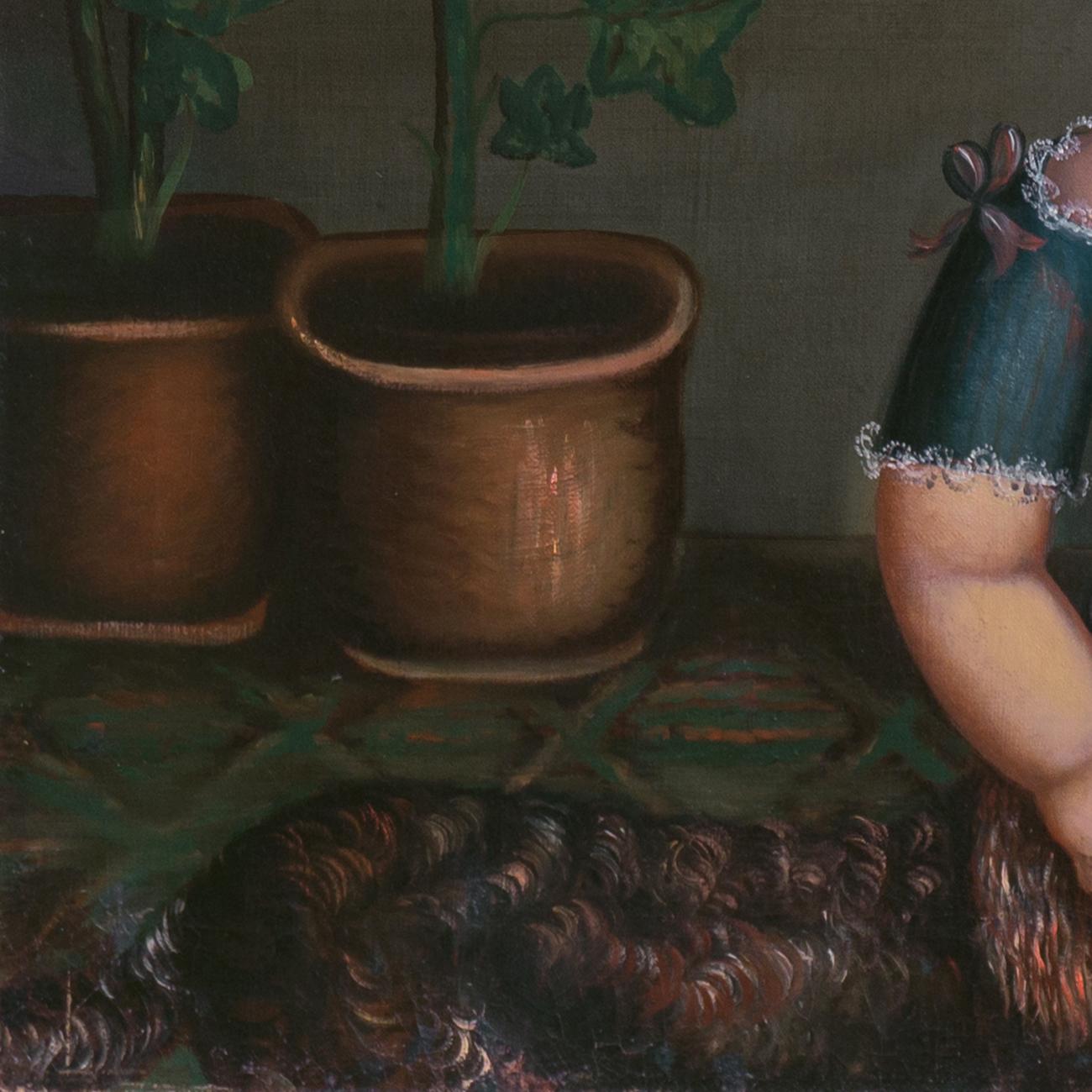 Ragazzo con spaniel, Cane d'acqua, Americana, Folk Art, Tonalista, Vittoriana in vendita 1
