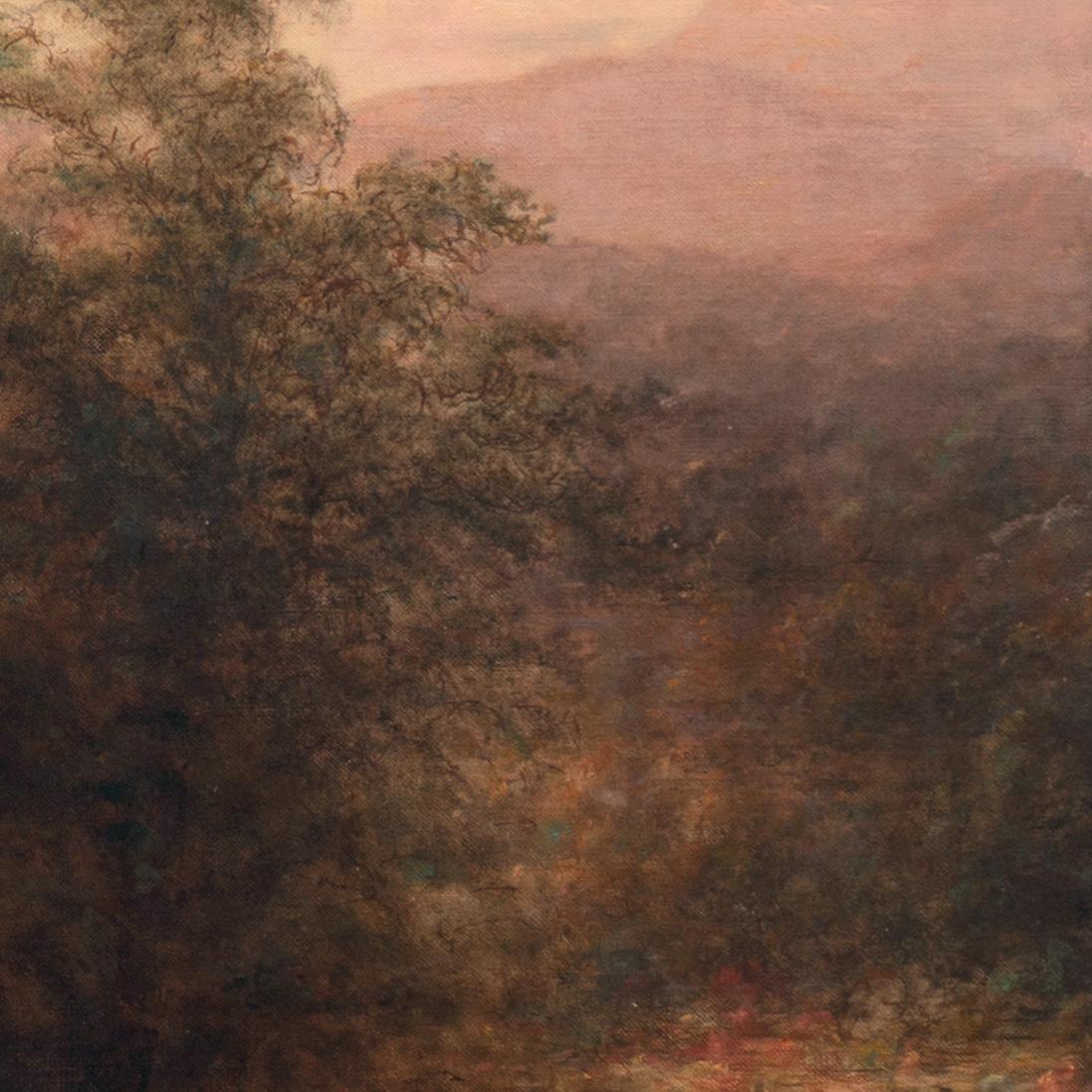 'Sunlit Woodland Landscape', Large Hudson River Valley Oil, Luminism, New York  For Sale 5