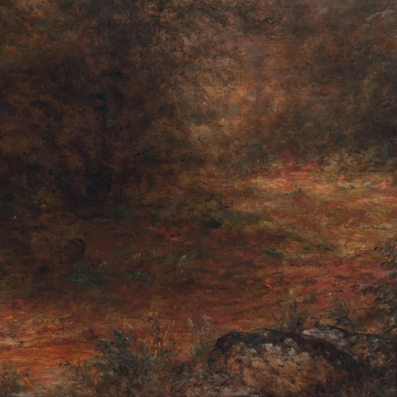 'Sunlit Woodland Landscape', Large Hudson River Valley Oil, Luminism, New York  For Sale 6