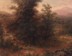 'Sunlit Woodland Landscape', Large Hudson River Valley Oil, Luminism, New York