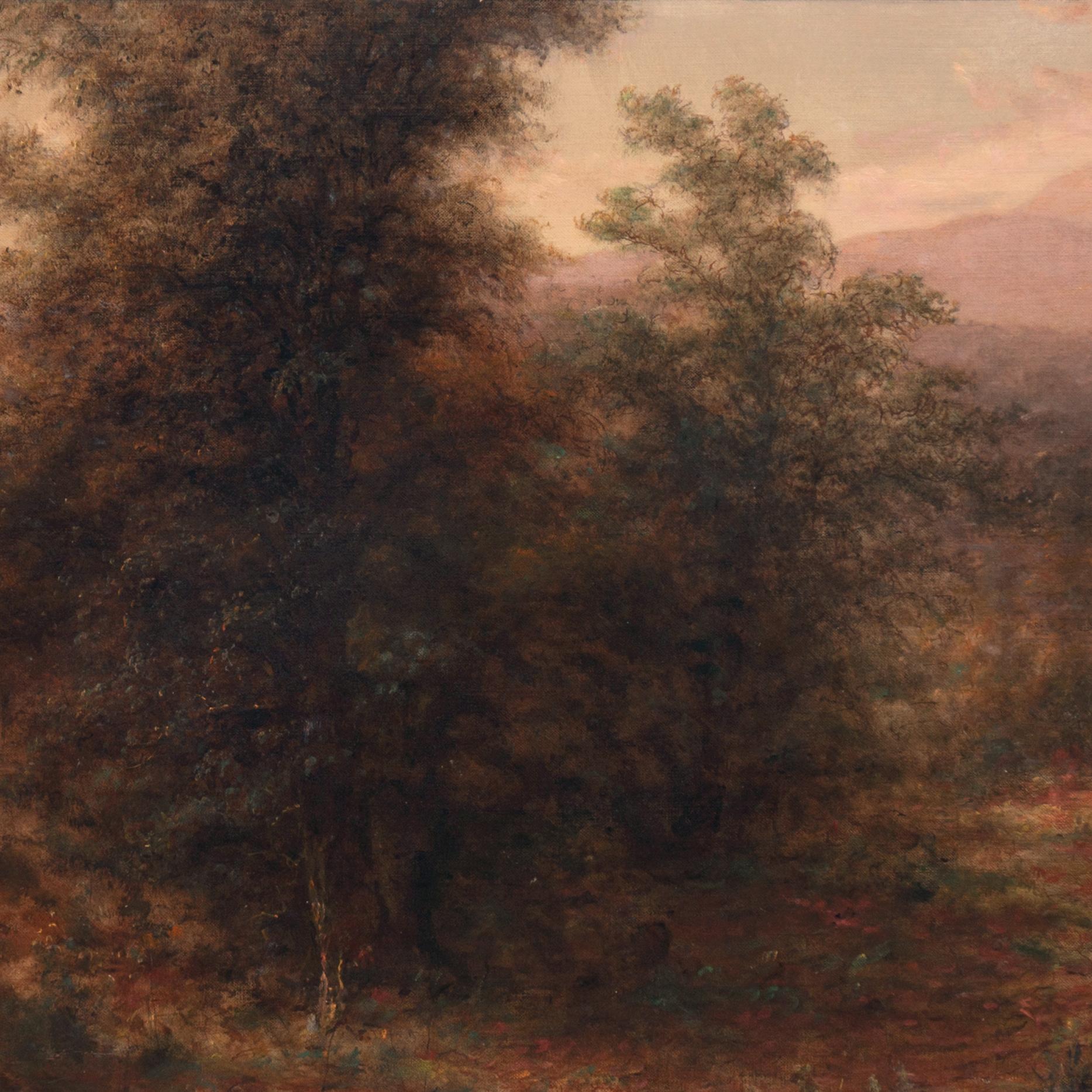 'Sunlit Woodland Landscape', Large Hudson River Valley Oil, Luminism, New York  For Sale 2
