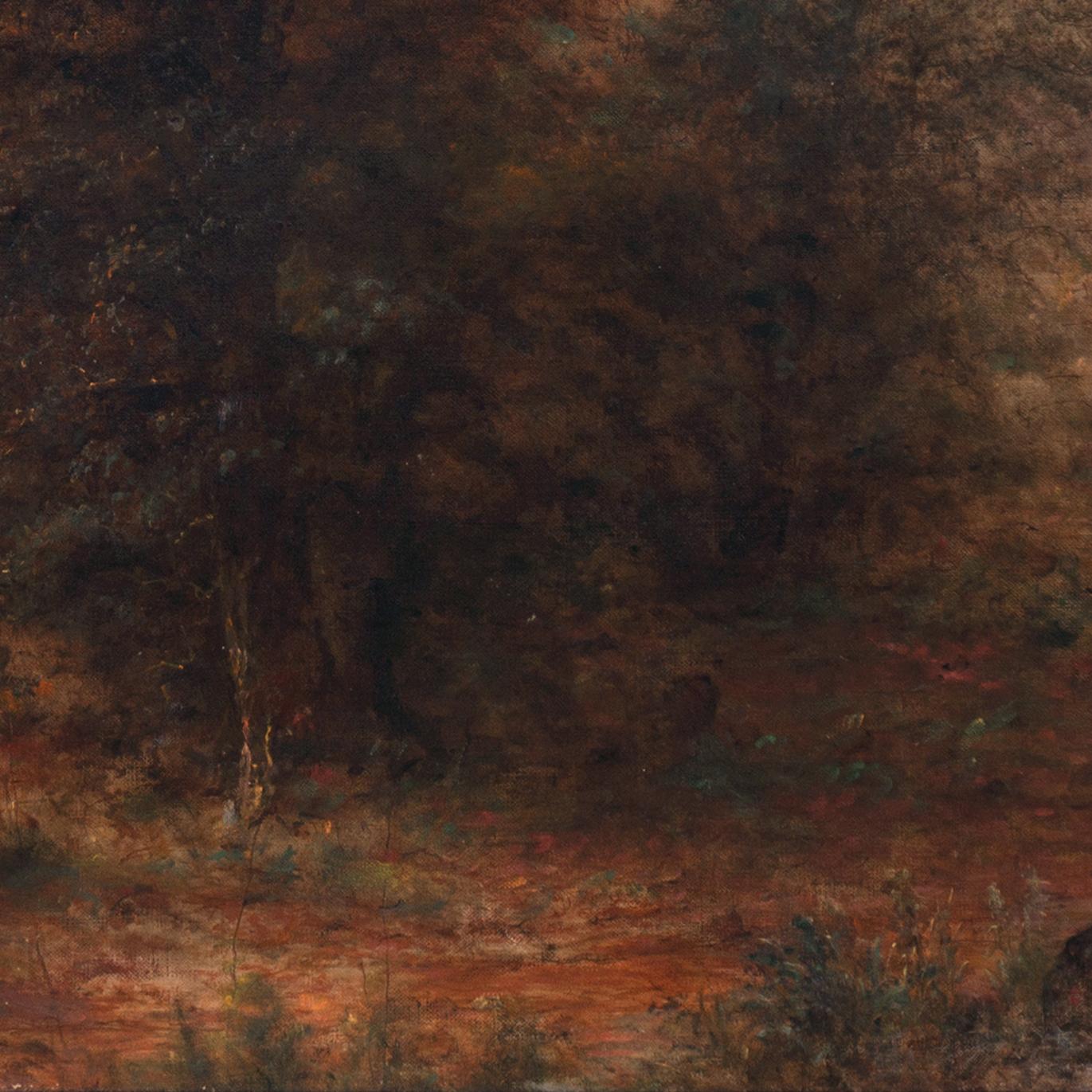 'Sunlit Woodland Landscape', Large Hudson River Valley Oil, Luminism, New York  For Sale 3