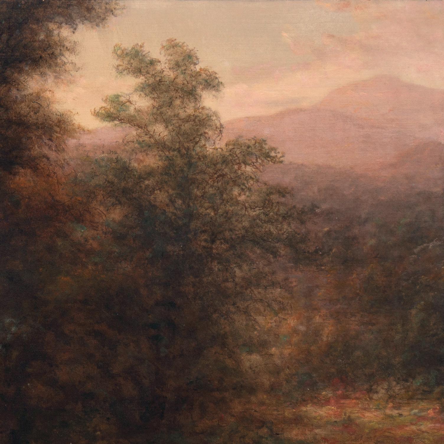 'Sunlit Woodland Landscape', Large Hudson River Valley Oil, Luminism, New York  For Sale 4