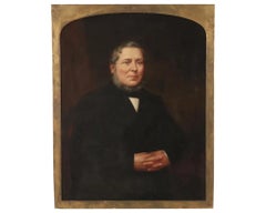 19th Century American School 1850's Oil on Canvas Portrait of a Bearded Gentlema