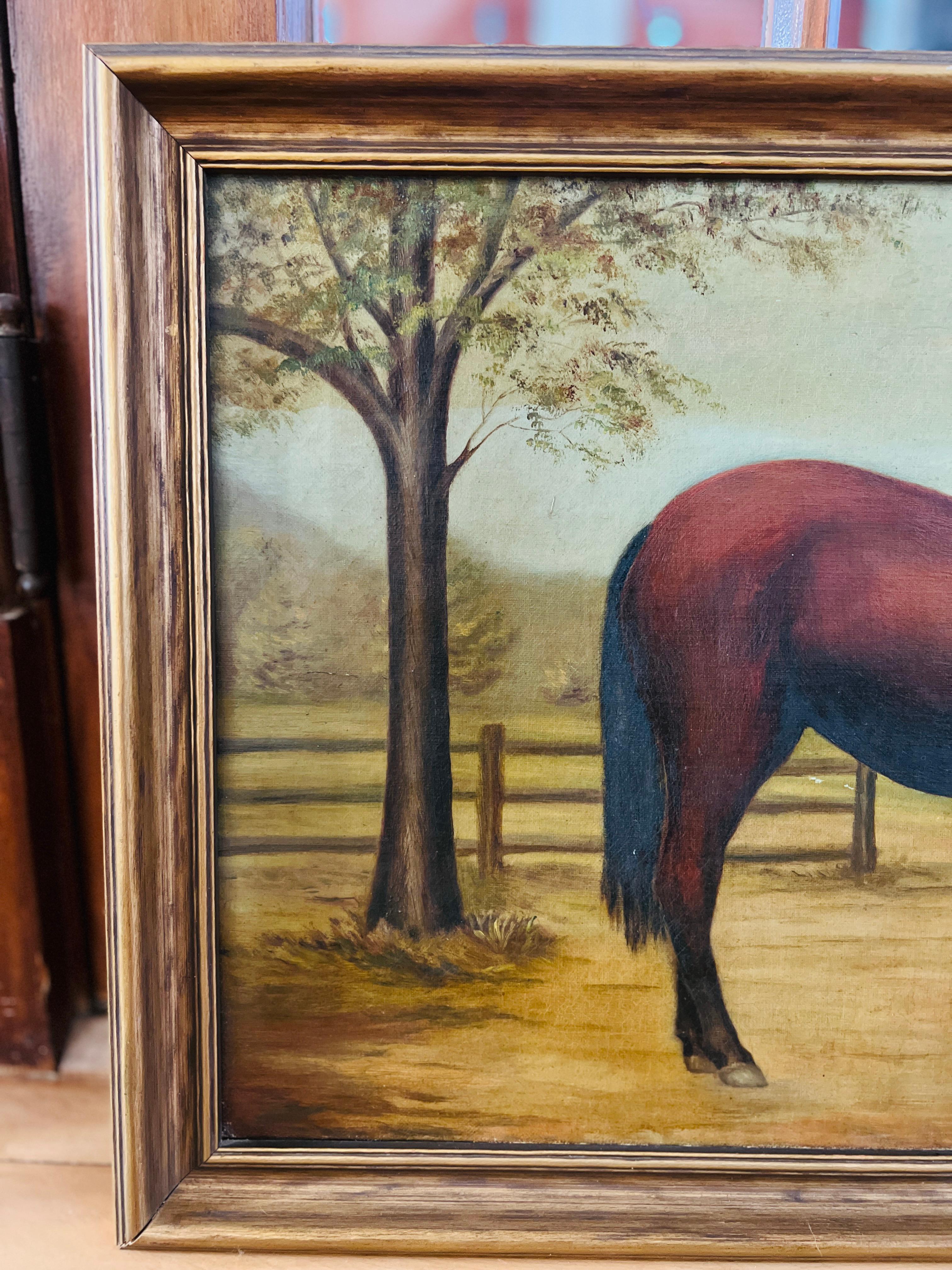 This charming 19th-century American School folk art painting, titled 