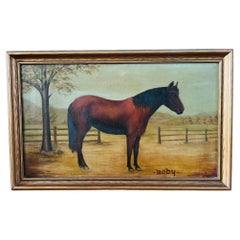 19e siècle, école américaine d'art populaire "Baby" Horse O/C - Signé