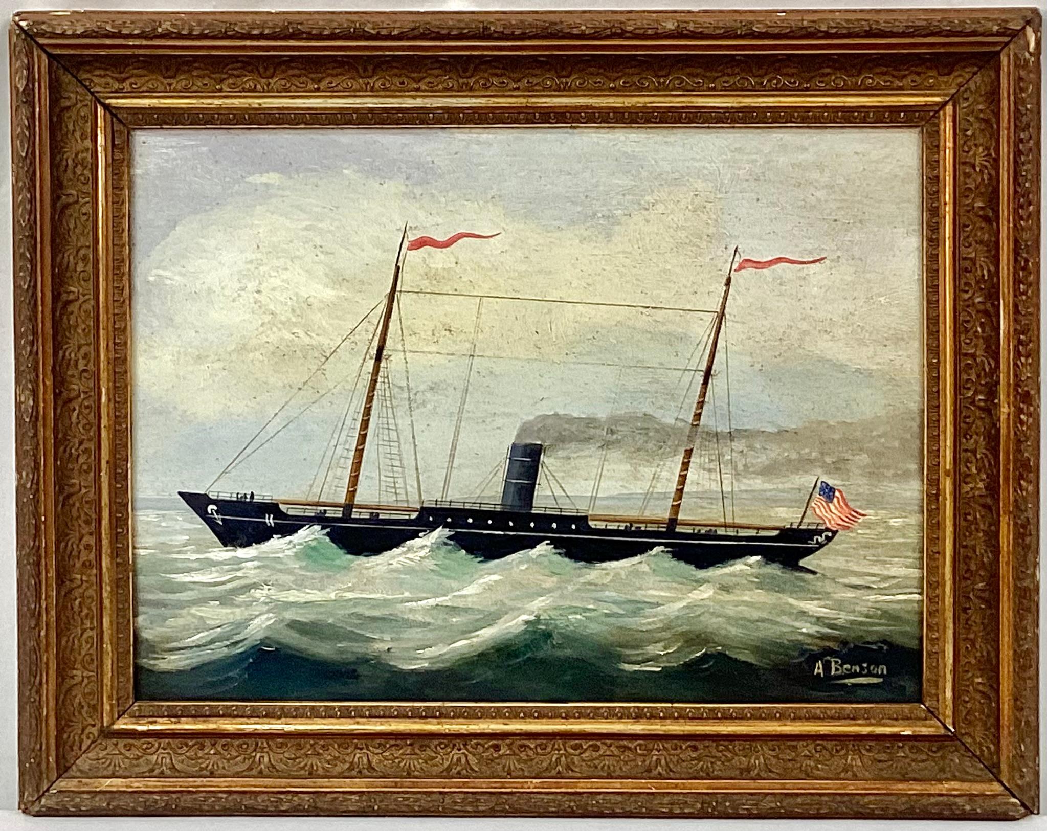 Pintura náutica de la escuela americana del siglo XIX clásico estadounidense en venta