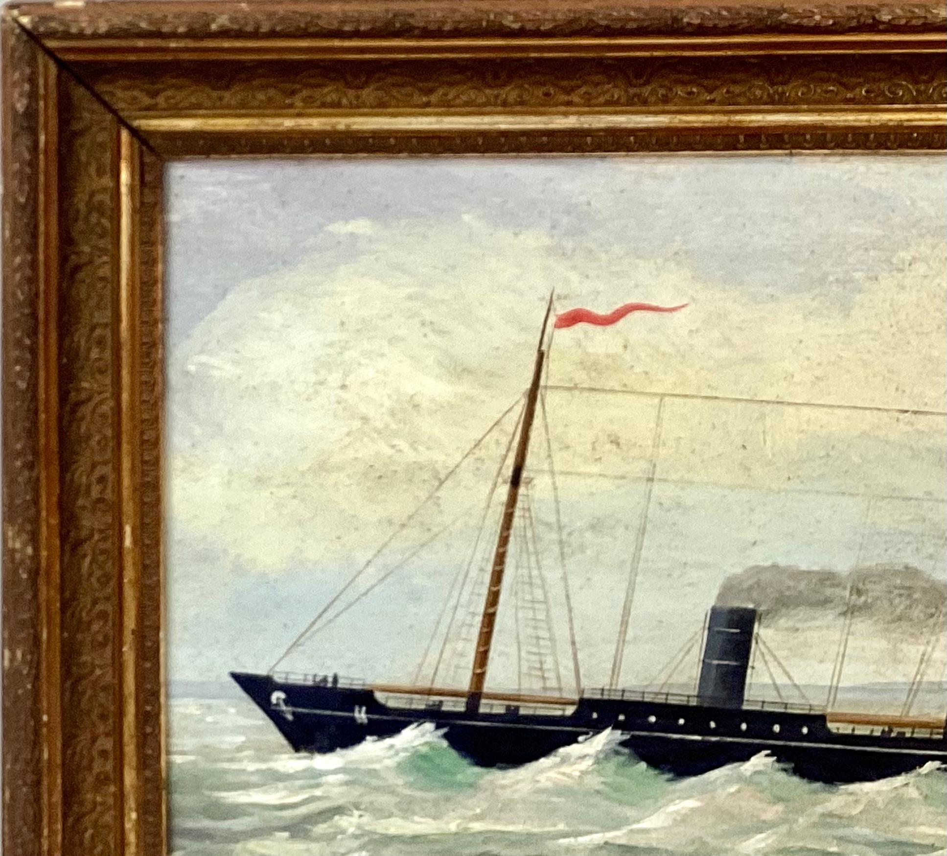 Pintura náutica de la escuela americana del siglo XIX Pintado a mano en venta