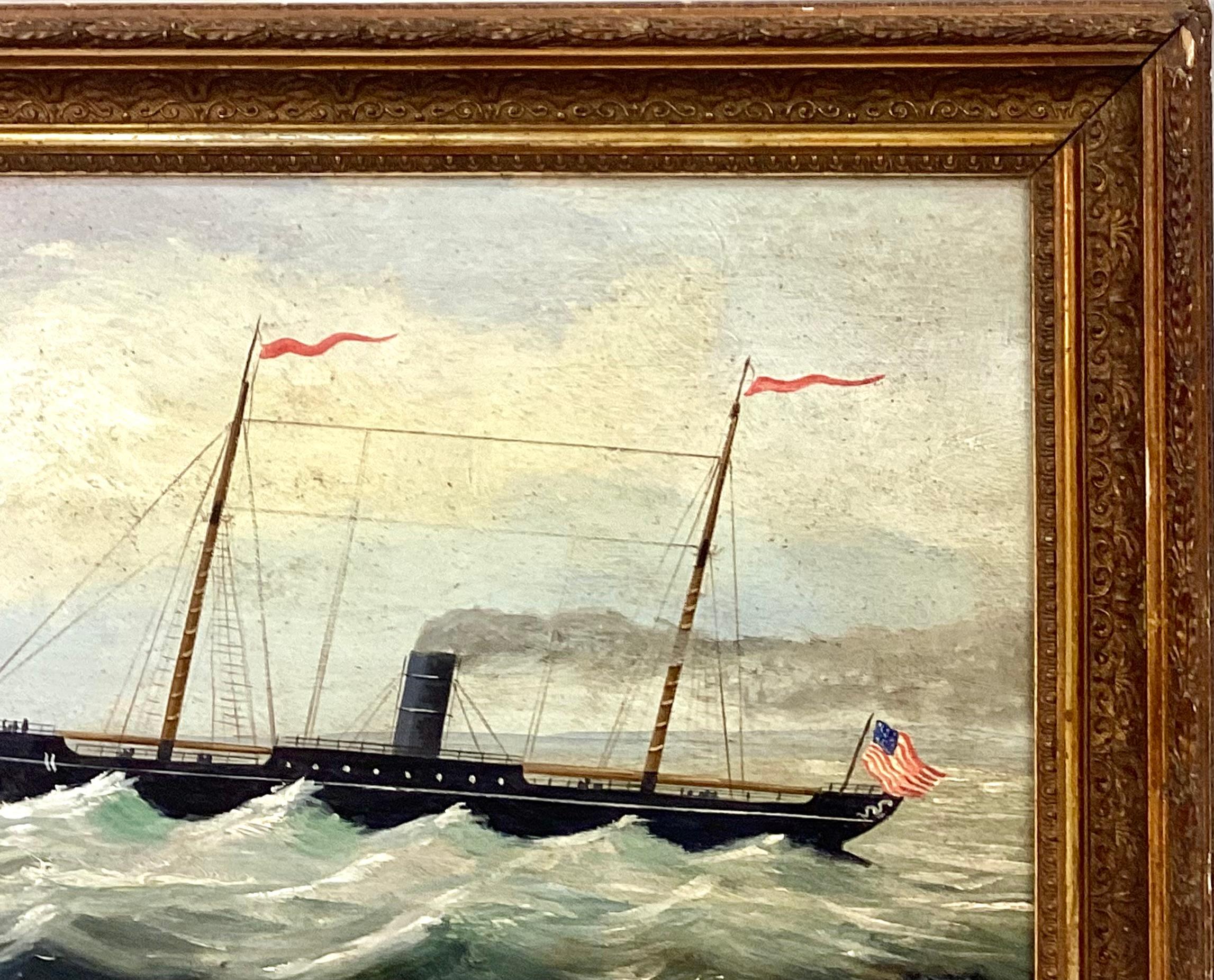 Pintura náutica de la escuela americana del siglo XIX Madera en venta