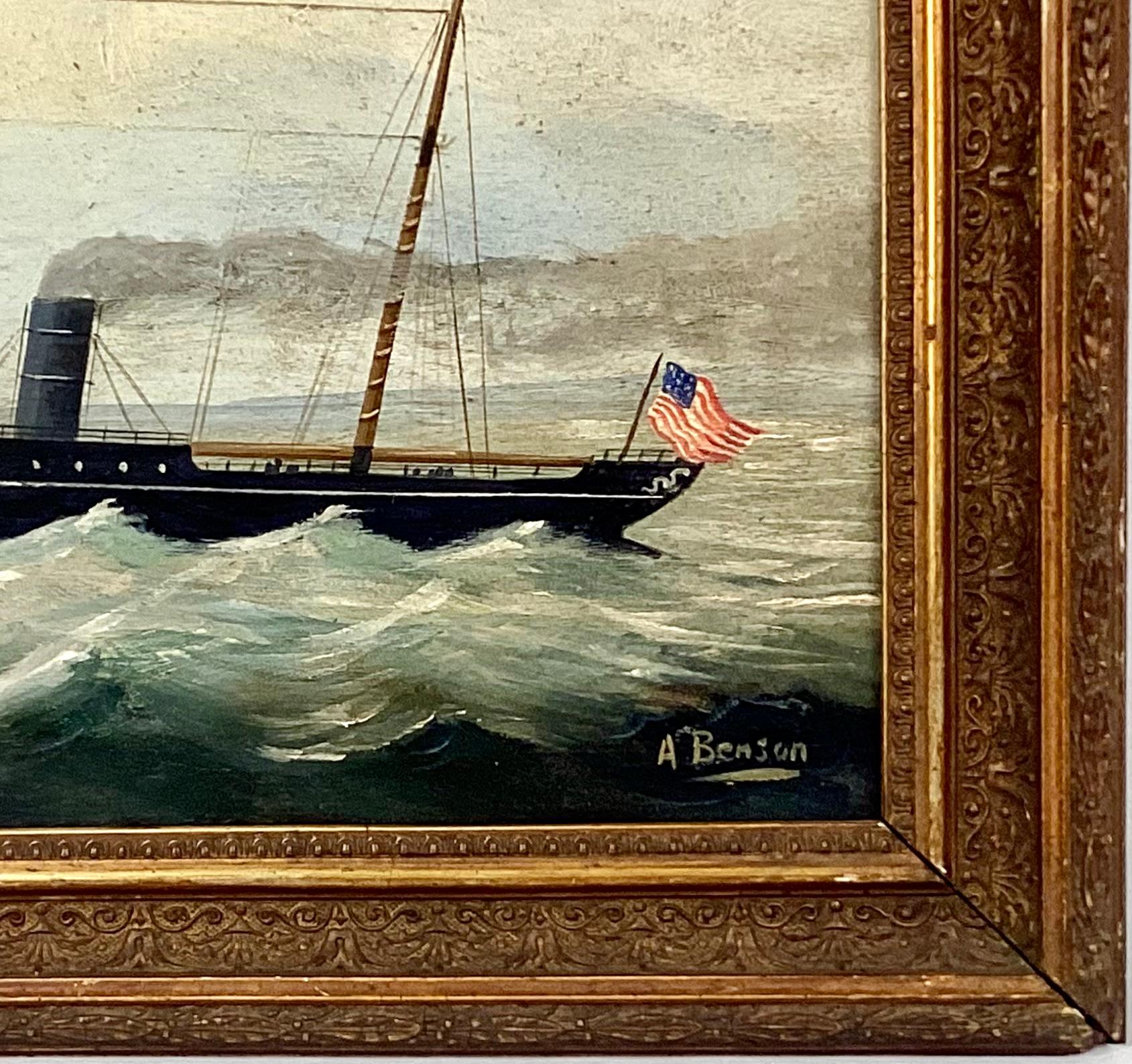 Pintura náutica de la escuela americana del siglo XIX en venta 1