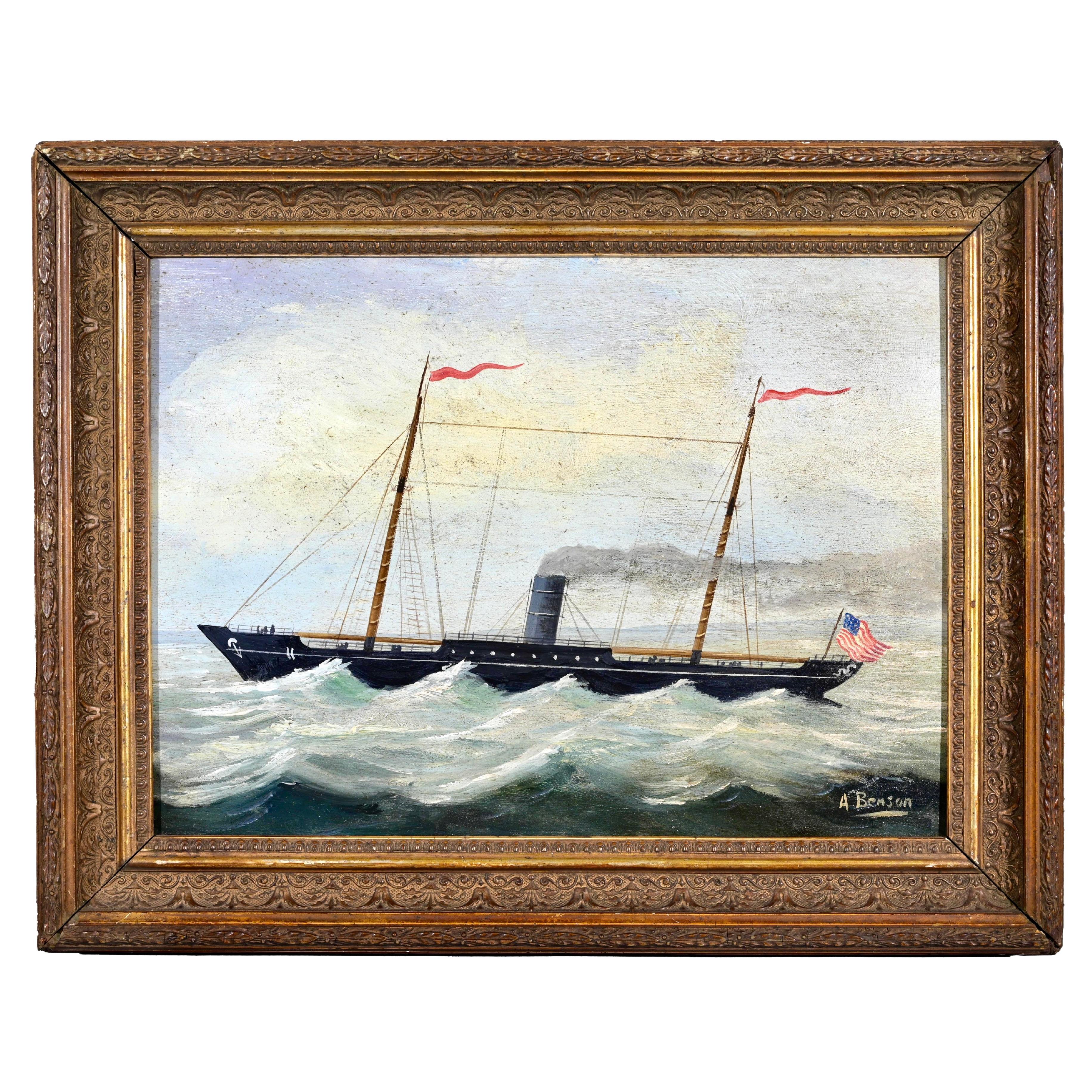 19th Century American School Nautical Painting