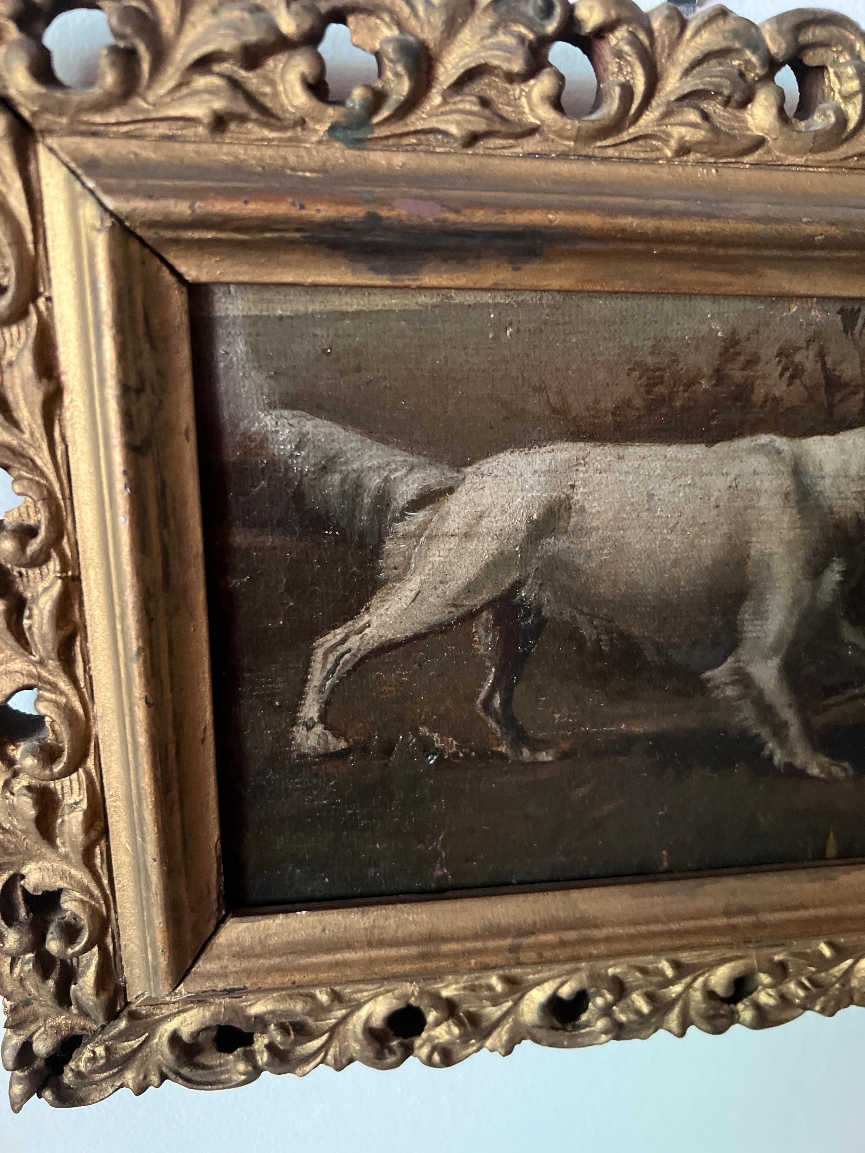 Canvas 19th Century, American School Painting of An Irish Setter In Hunt