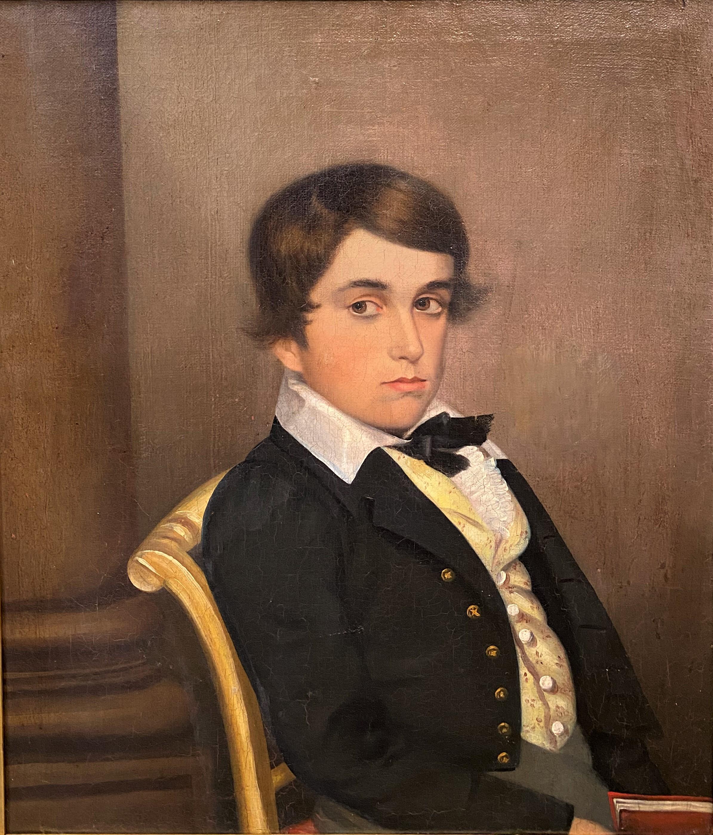 American School Portrait of a Boy - Painting by 19th century American School