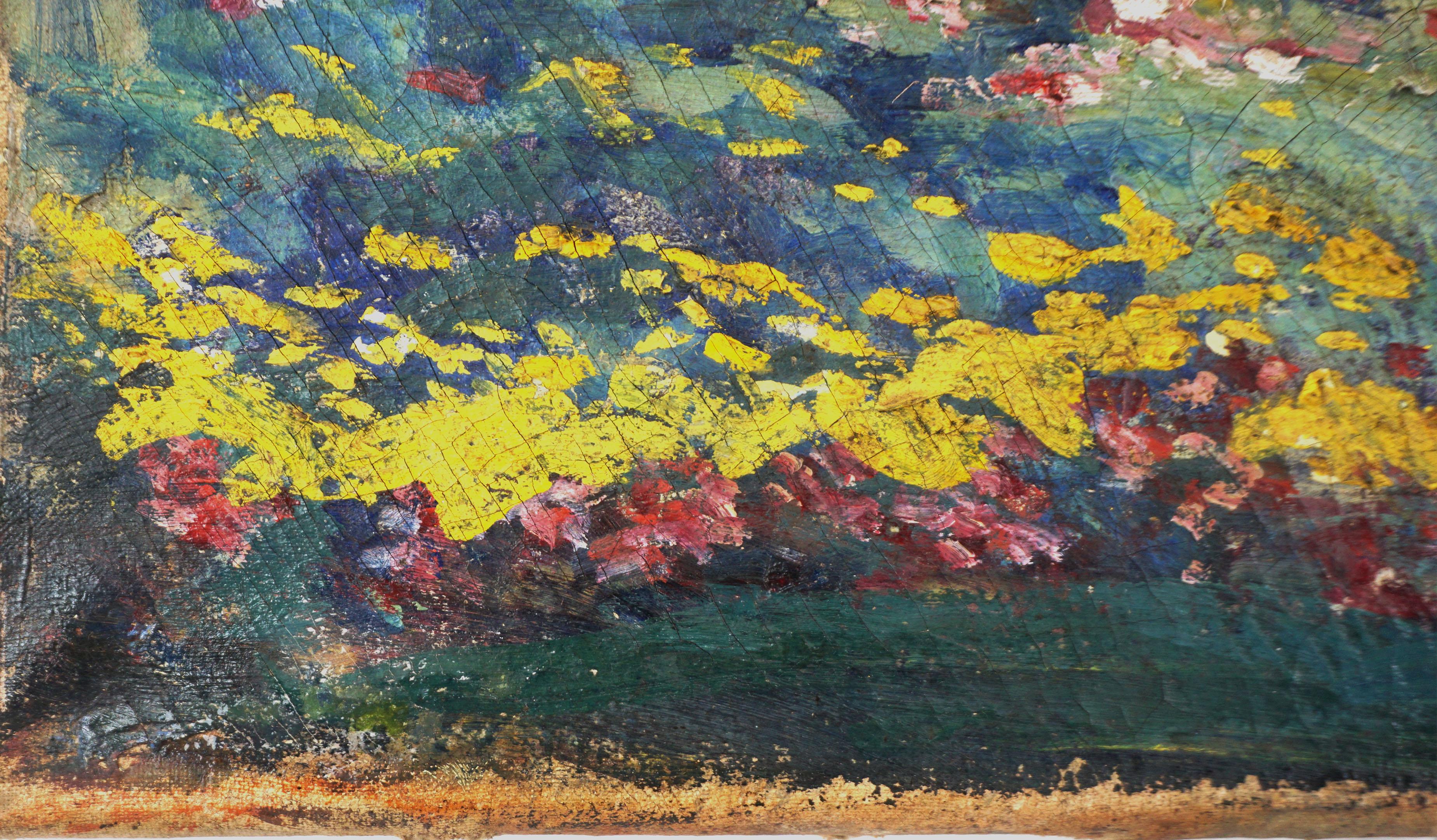 Paysage de jardin et de phare de grande envergure de l'impressionnisme américain du 19e siècle - Gris Landscape Painting par 19th century American School