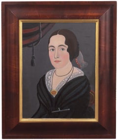 « Miss Angelina Browne of Kittery, Maine », école américaine, originale du 19e siècle Cadre