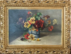 “Nasturtiums in Blue Vase”