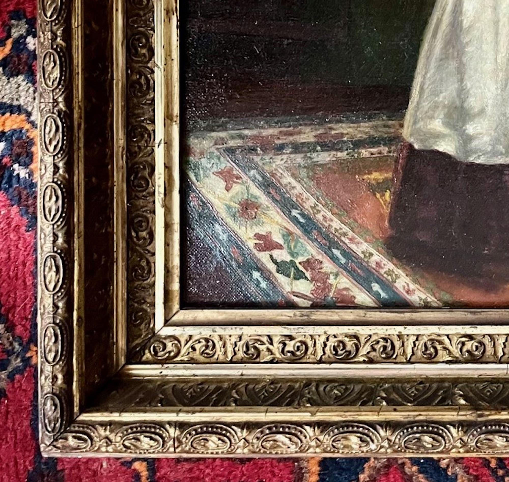 portrait of a girl against a persian carpet