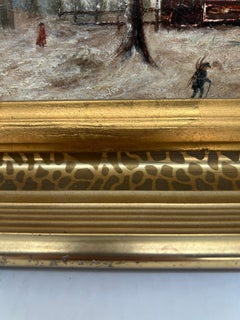 19. Jahrhundert, American School Schneehütte-Landschaft, Öl auf Karton