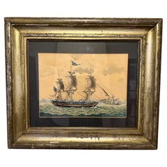 19th Century, American School "The Monk" Ship Nautical Watercolor