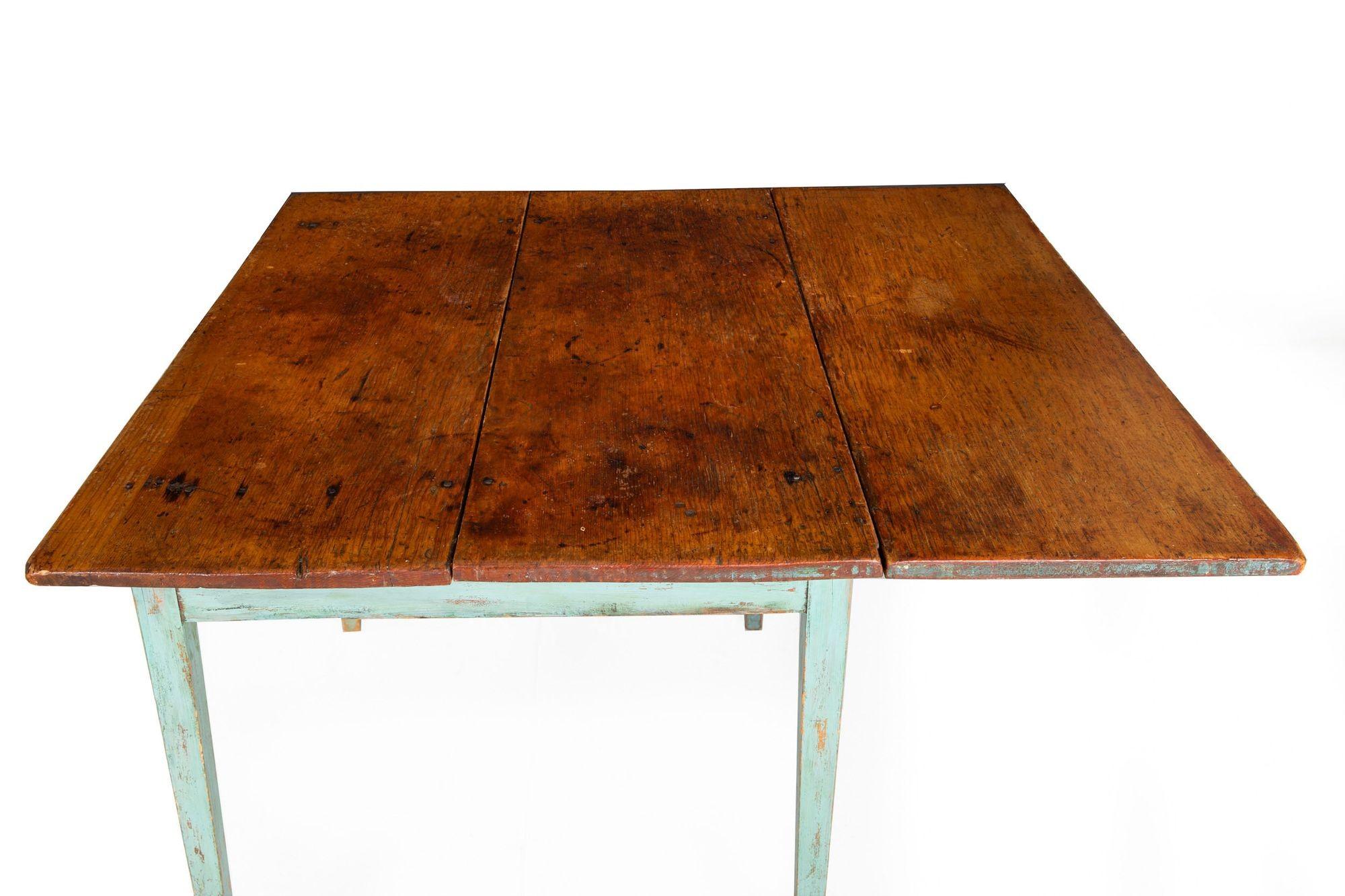 19th Century American Scrubbed Pine and Green Painted Work Table 4