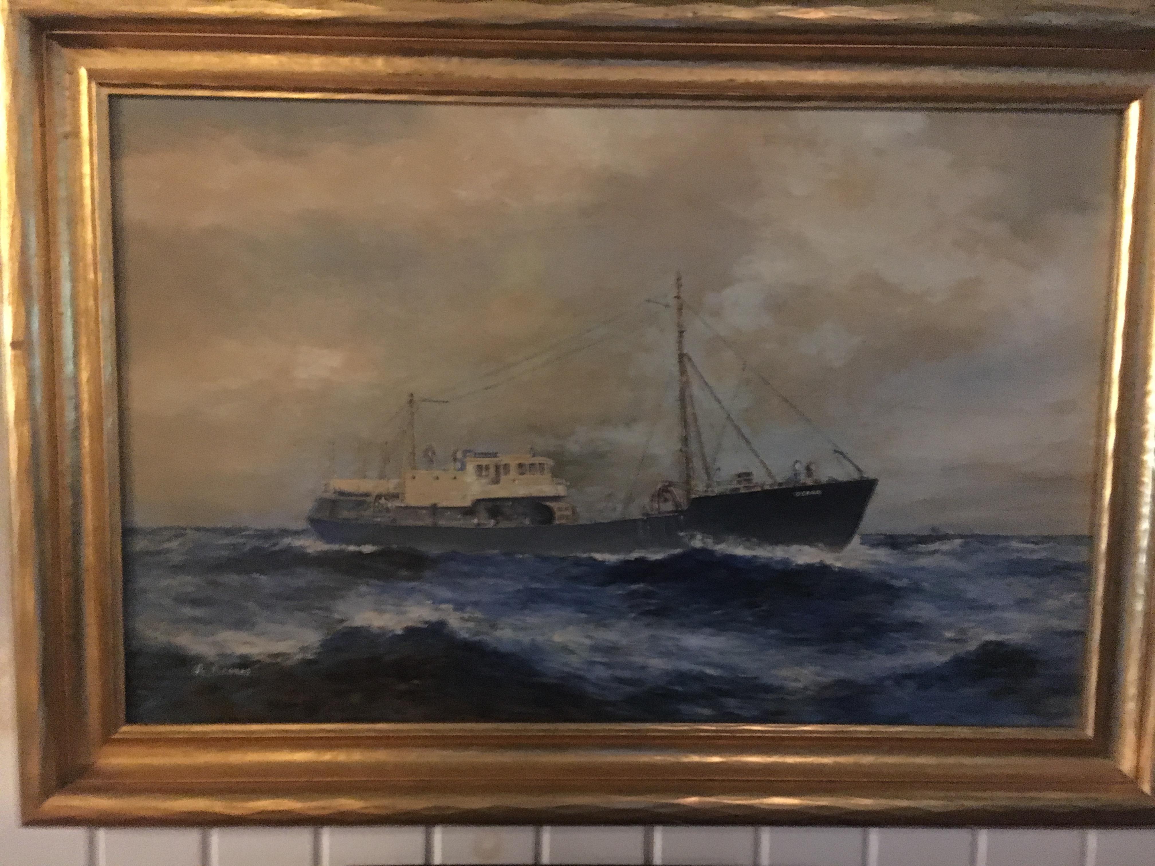 19th Century American Seascape of Commercial Ship In Excellent Condition For Sale In Buchanan, MI