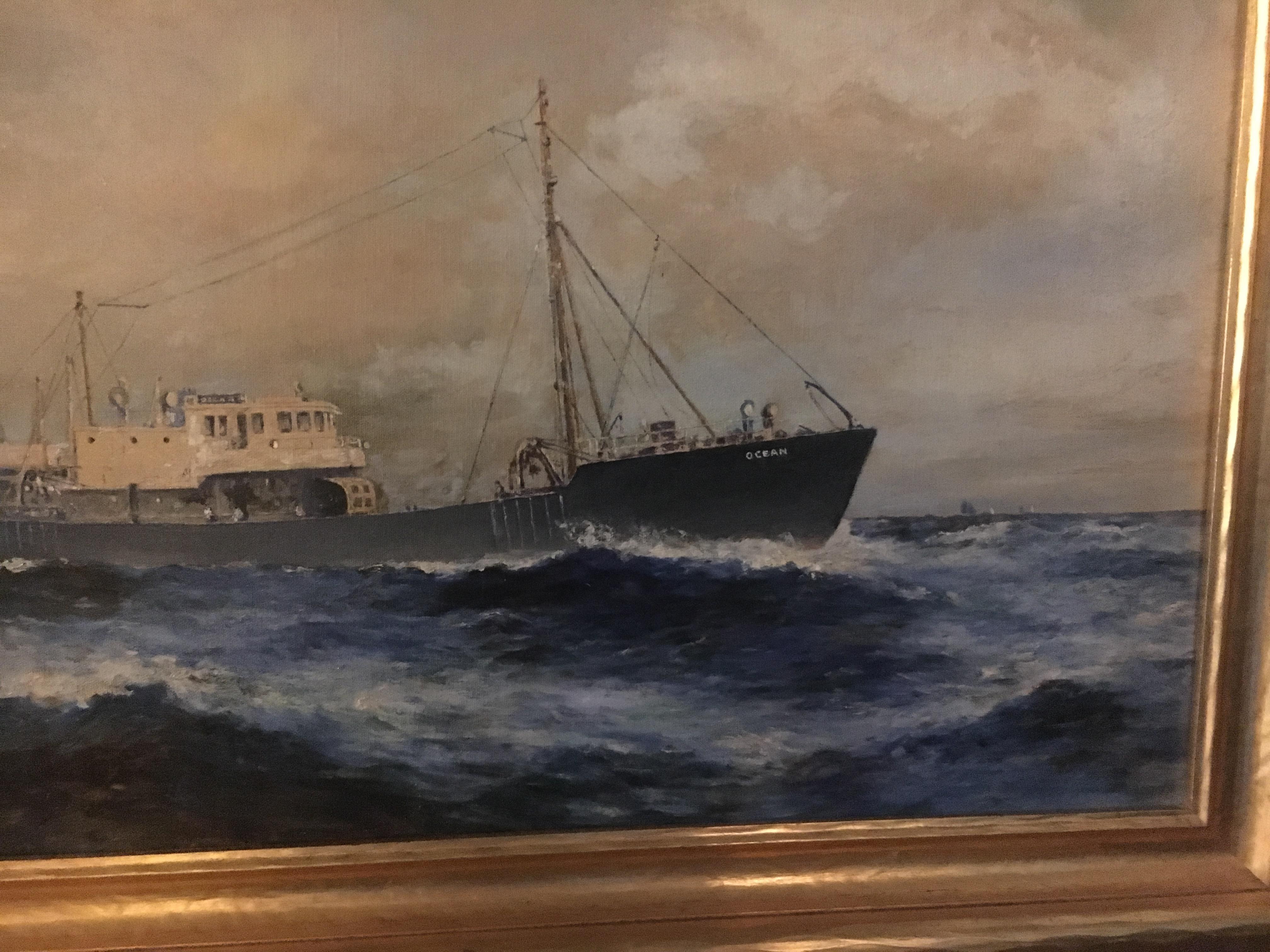 19th Century American Seascape of Commercial Ship For Sale 1