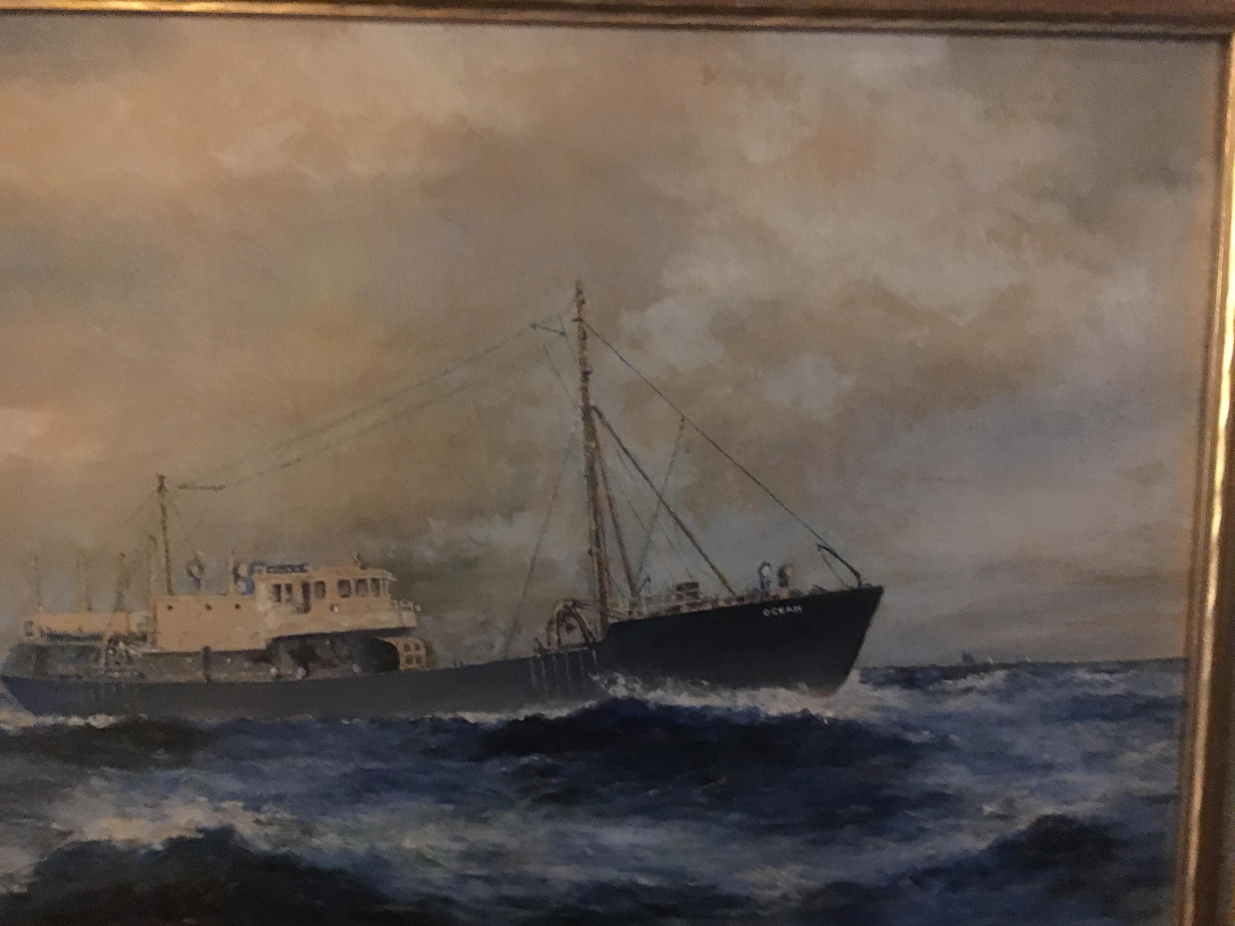 19th Century American Seascape of Commercial Ship For Sale 2