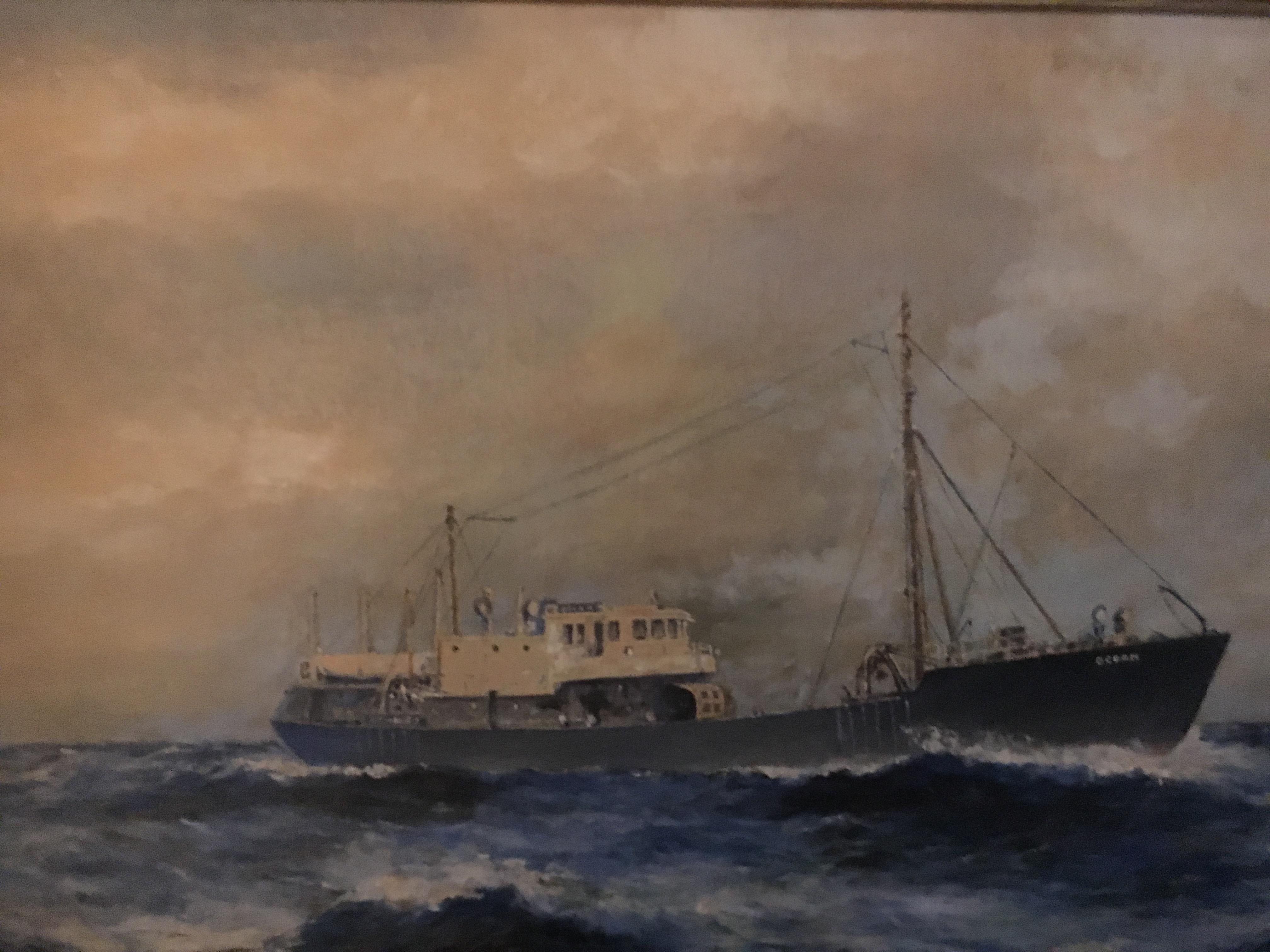 19th Century American Seascape of Commercial Ship For Sale 4