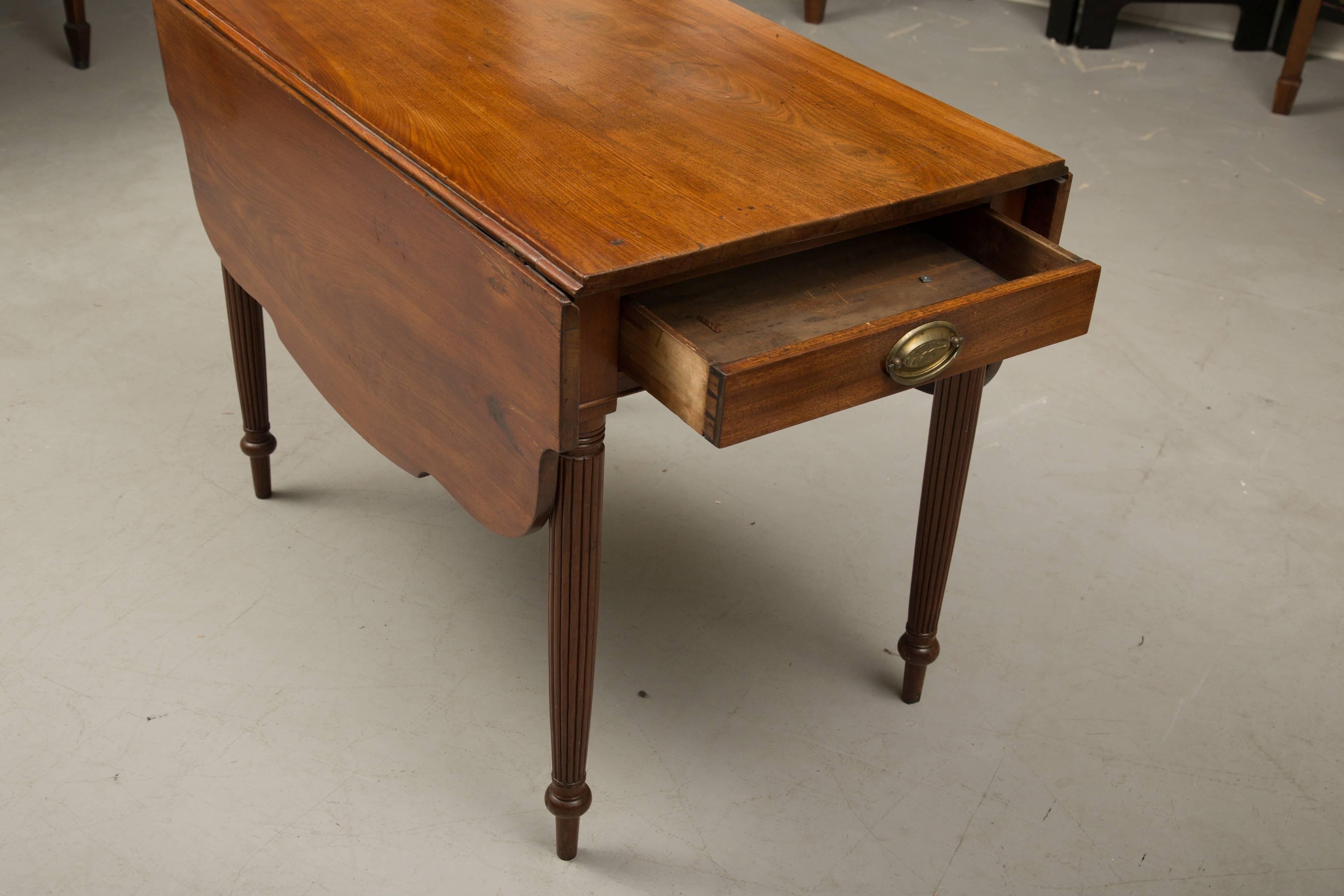 19th Century American Sheraton Cherrywood Pembroke Table 1