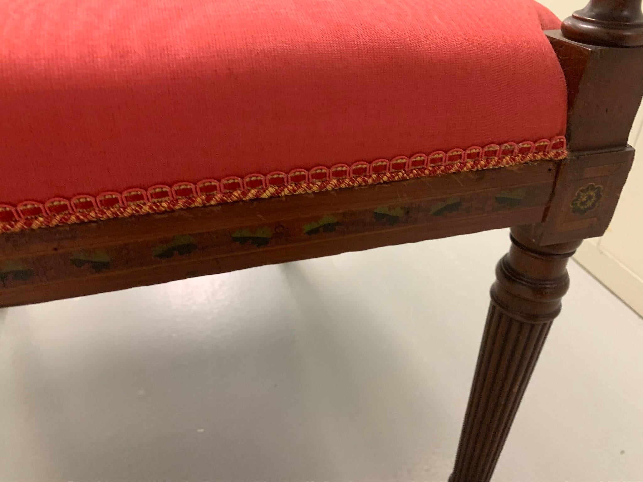 Fabric 19th Century American Sheraton Painted Armchair For Sale