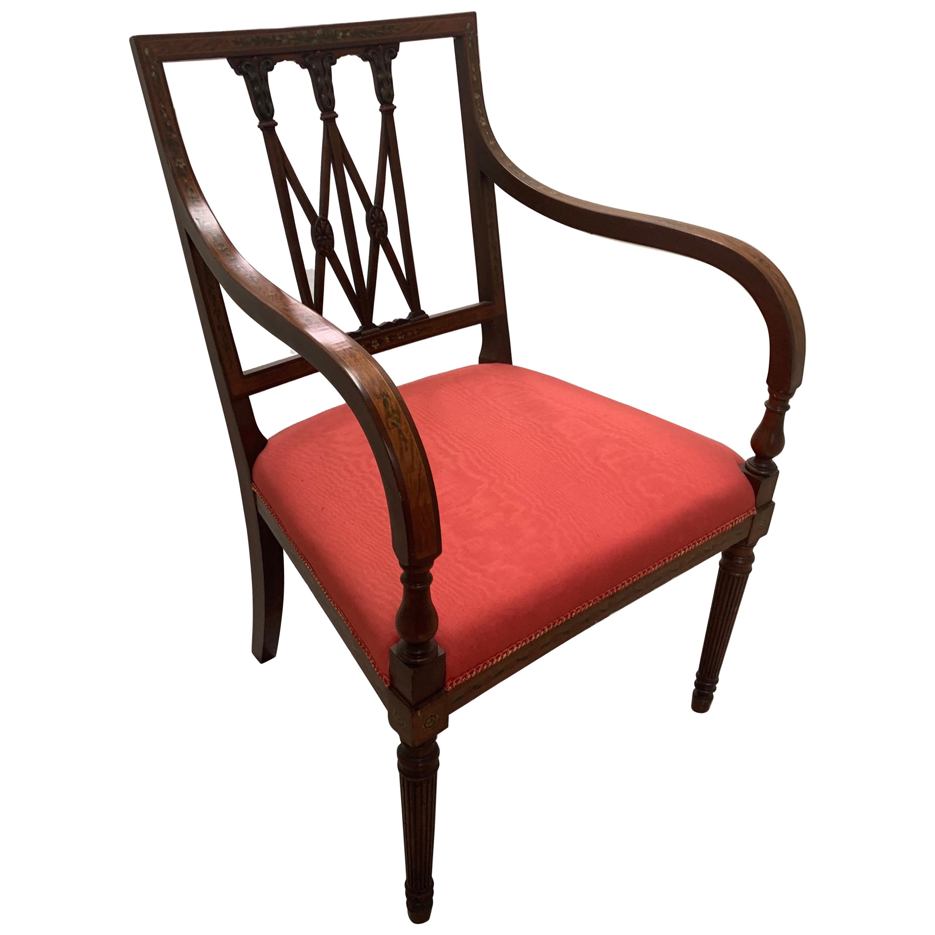 fauteuil peint Sheraton américain du 19ème siècle
