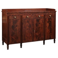 19th Century American Sheraton Sideboard in Mahogany with 4 Cabinet Doors