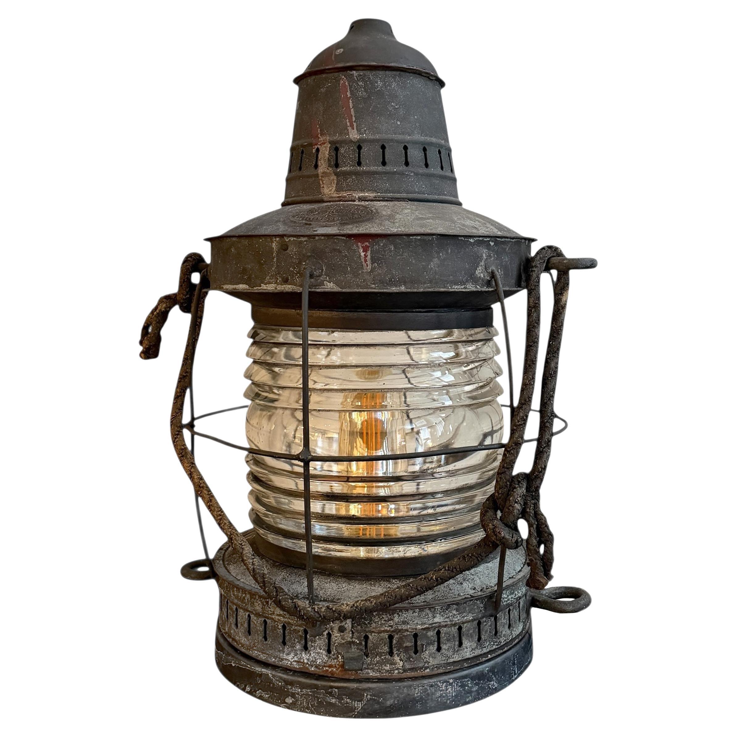 19th Century American Ship's Lantern by Frank Morrison Company, Electrified