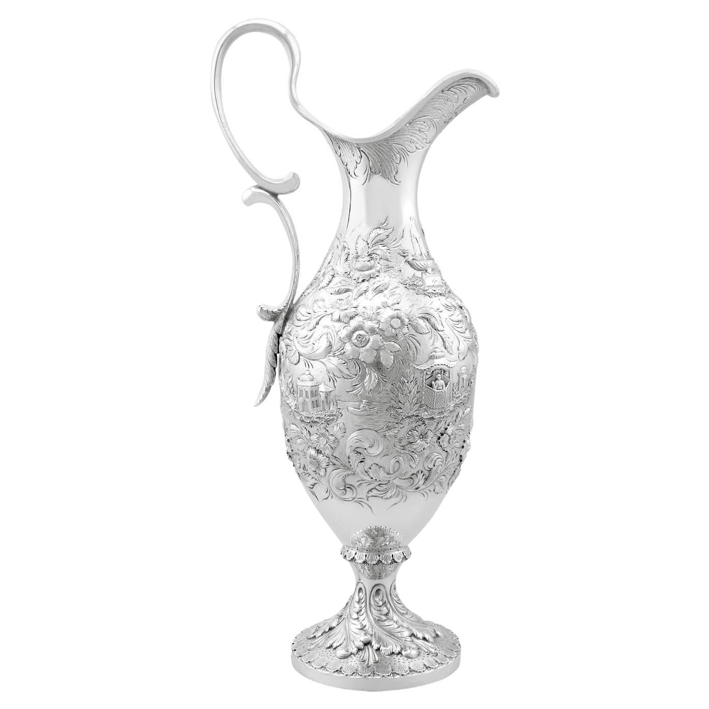 19th Century American Silver Claret Jug