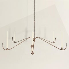 19th Century American Six-Arm Wrought-Iron Chandelier