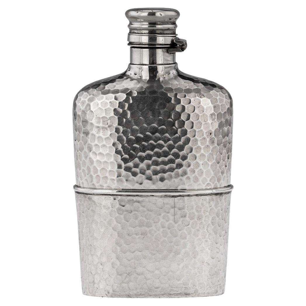 19th Century American Solid Silver Hip Flask, Gorham, c.1880 For Sale