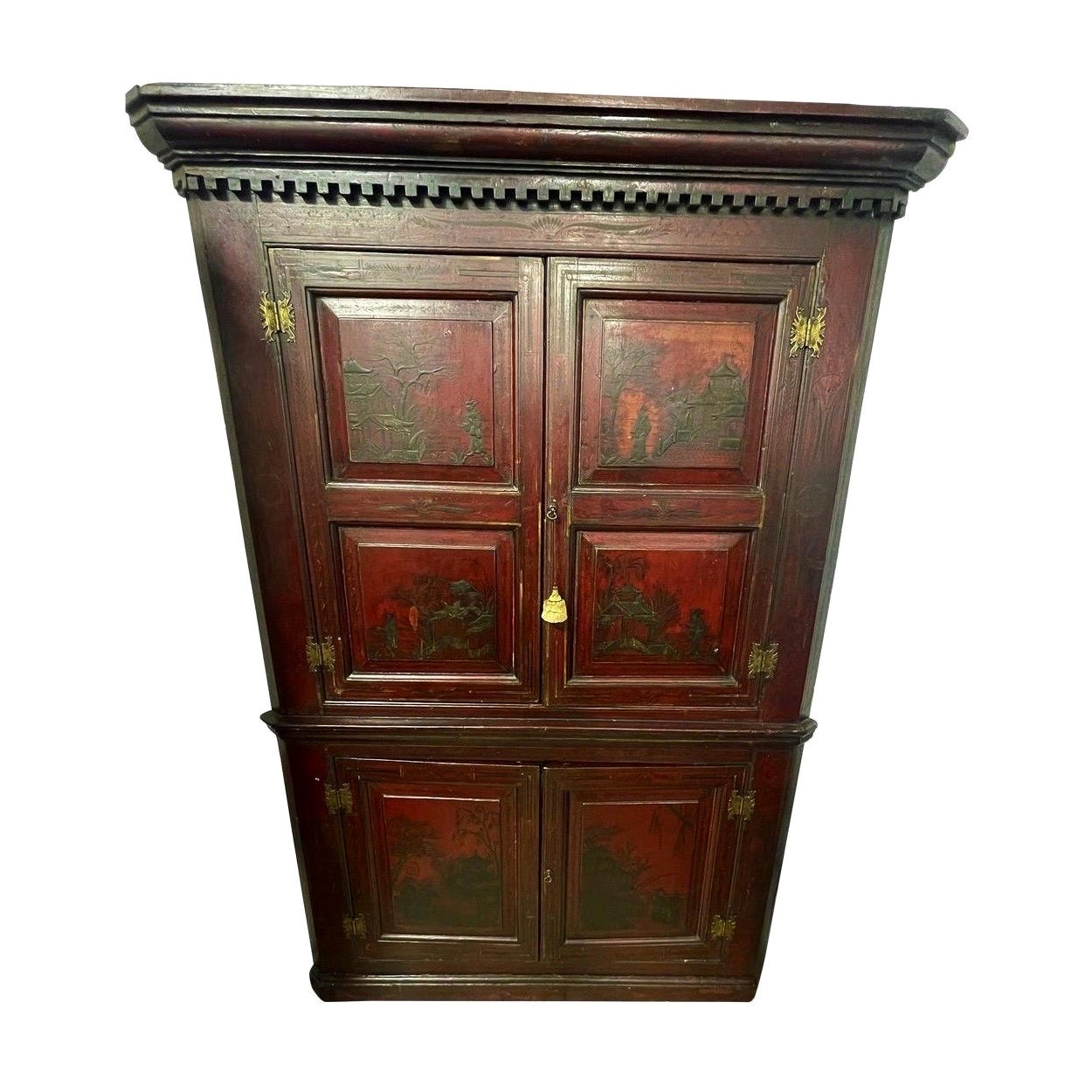 Amerikanisches Süd-Pflanzgefäß-Chinoiserie-Eckschrank aus dem 19. Jahrhundert