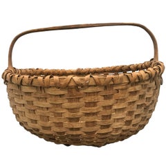 Antique 19th Century American Splint Oak Gathering Basket