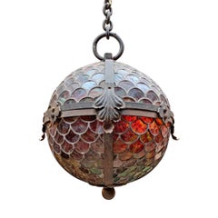 19th Century American Stained Glass Pendant