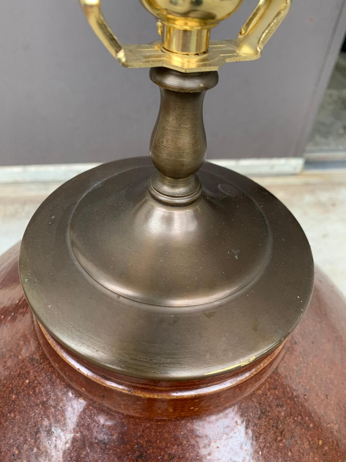 19th Century American Stoneware Crock as Lamp, Marked U.S. Standard Stoneware Co 5