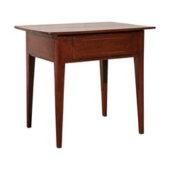 19th Century American Table with String Inlay, One Drawer