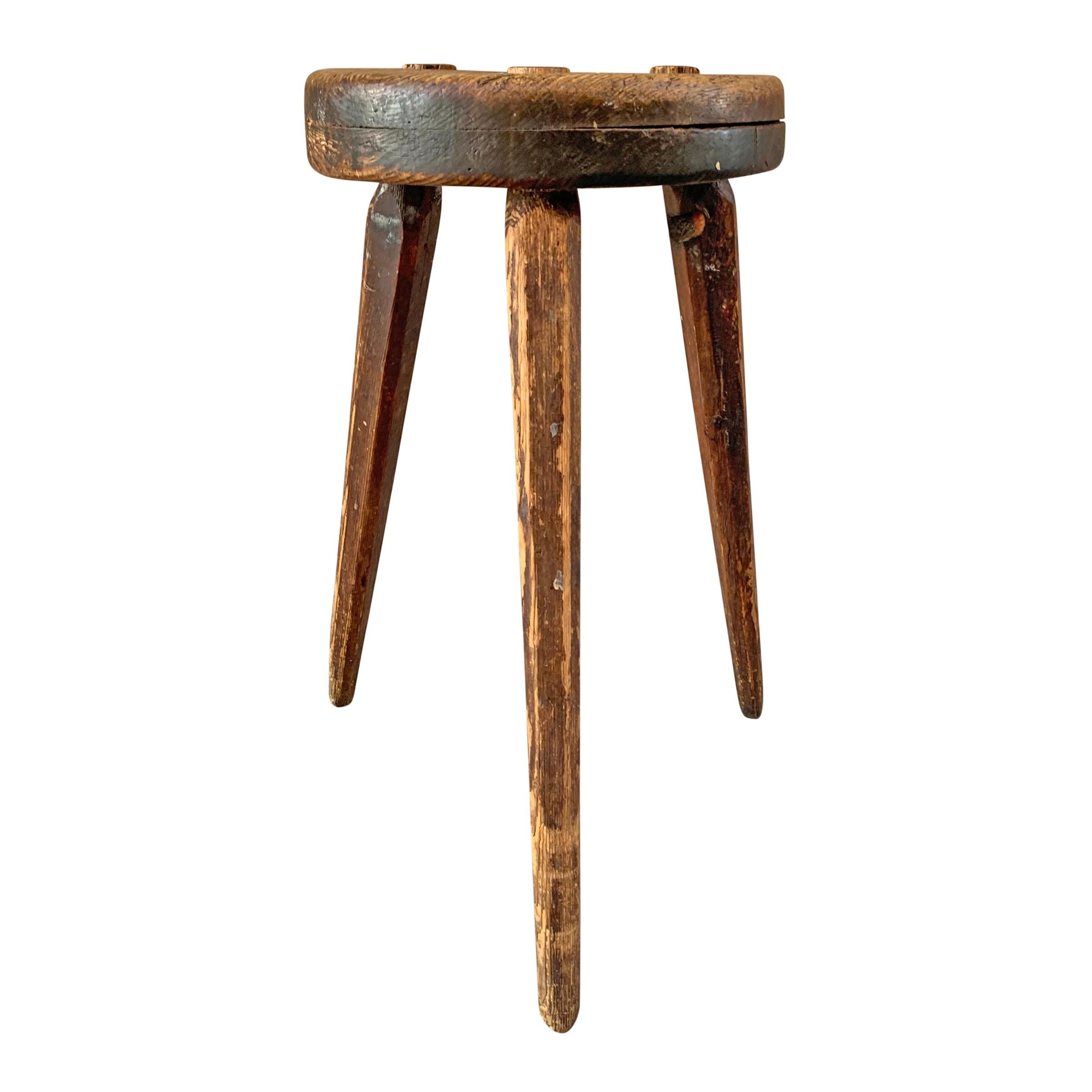 Primitive 19th Century American Three-Legged Stool