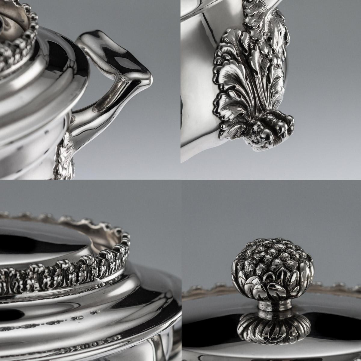 19th Century American Tiffany & Co. Solid Silver Acanthus Tea Service circa 1880 For Sale 7