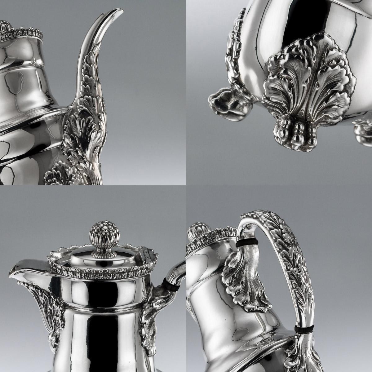 19th Century American Tiffany & Co. Solid Silver Acanthus Tea Service circa 1880 For Sale 5