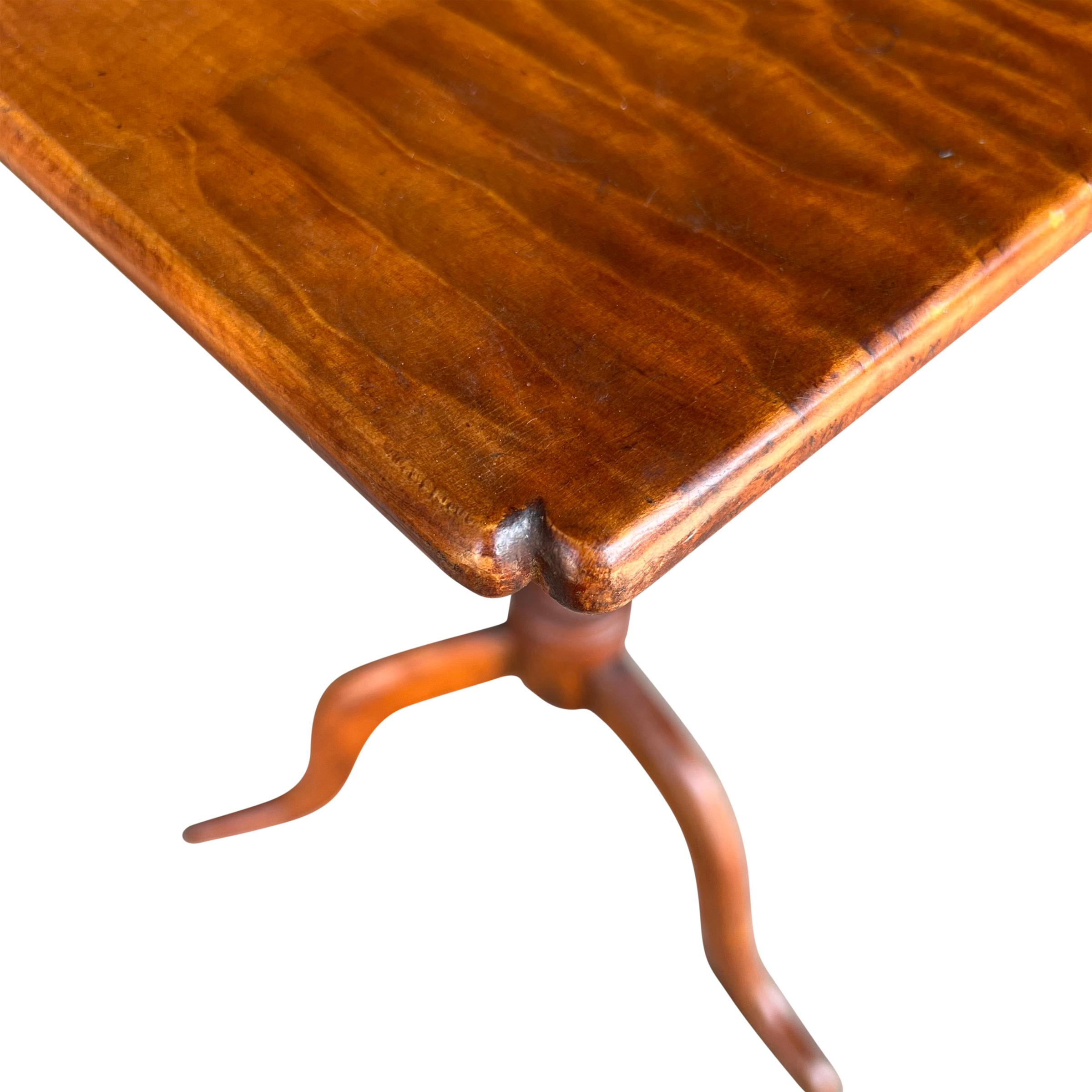 19th Century American Tiger Maple Candle Stand 7