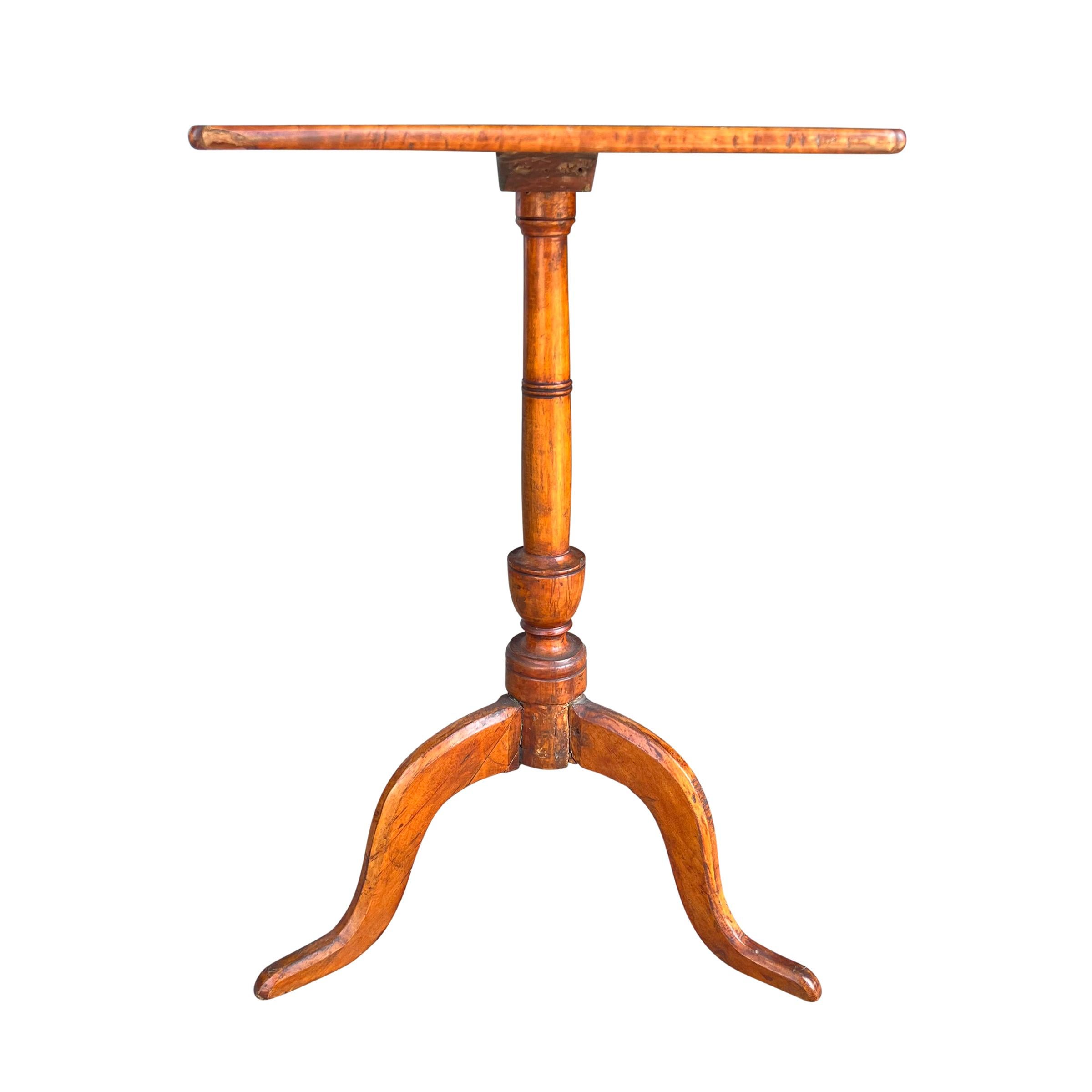19th Century American Tiger Maple Candle Stand 1